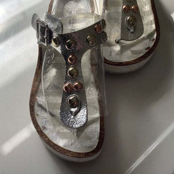 cafenoir MADE IN ITALY SILVER METALLIC GENUINE LEATHER WOMAN SAND… - Picture 3 of 15